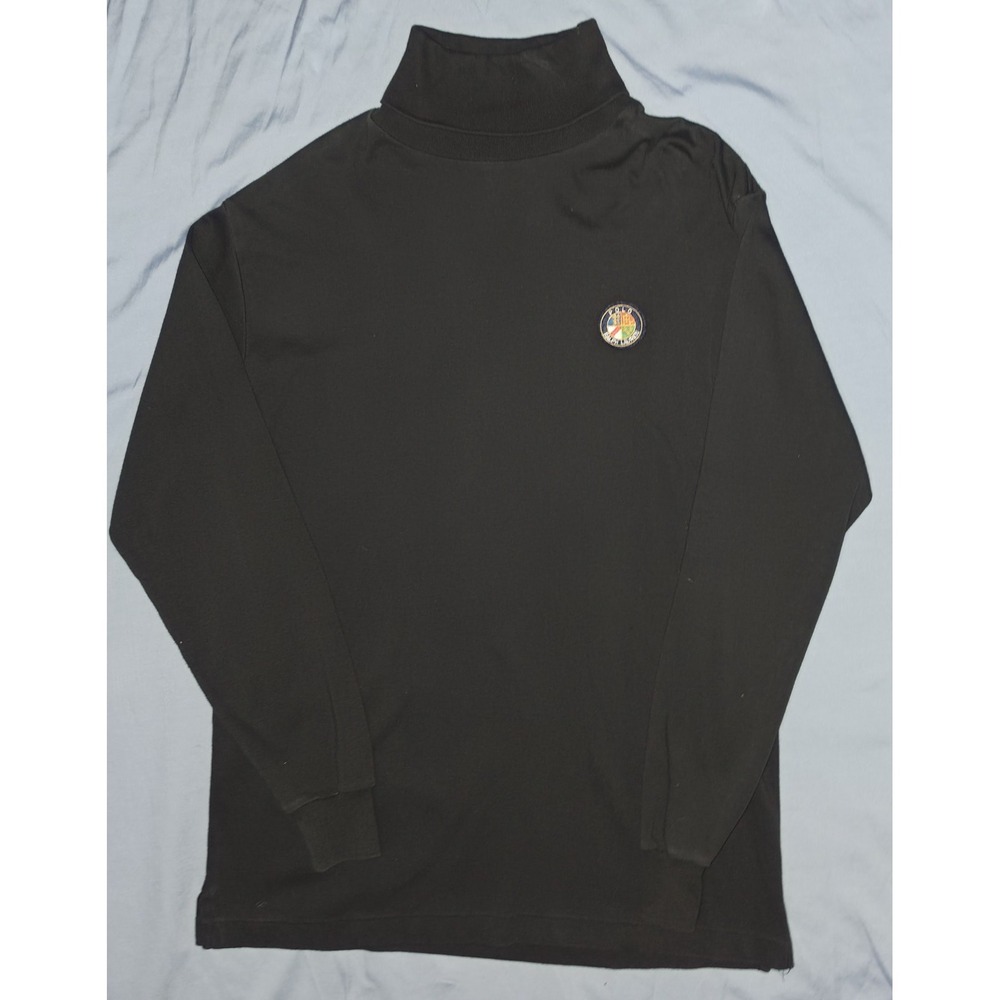 VTG‎ Polo Ralph Lauren Men's Black Turtleneck Crest Long Sleeve shirt Size Large